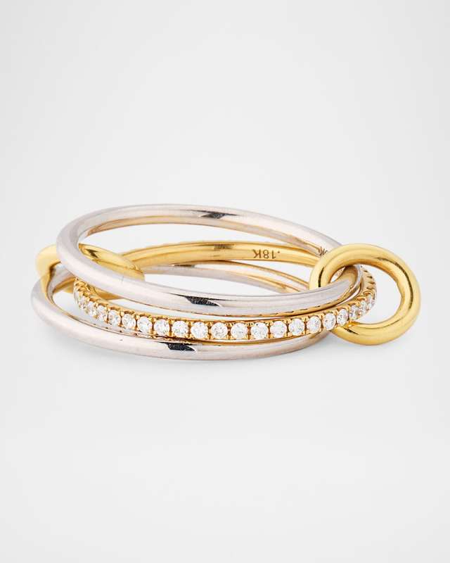 18K Yellow and White Gold Sonny SP Ring with Diamond Band